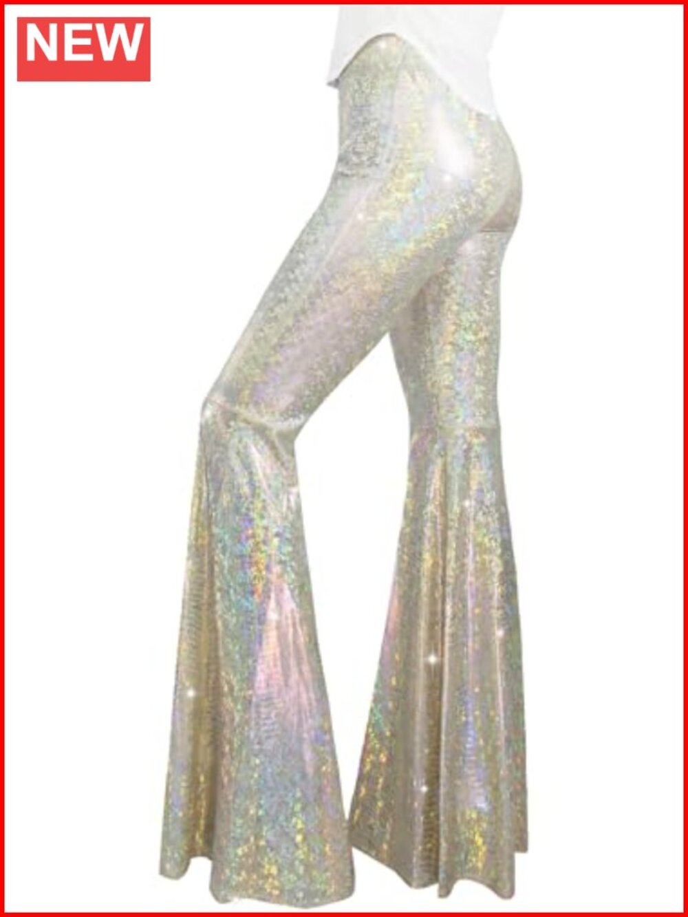 Sequin Flare Pant High Waisted Bell Bottom Glitter Trousers Night Out